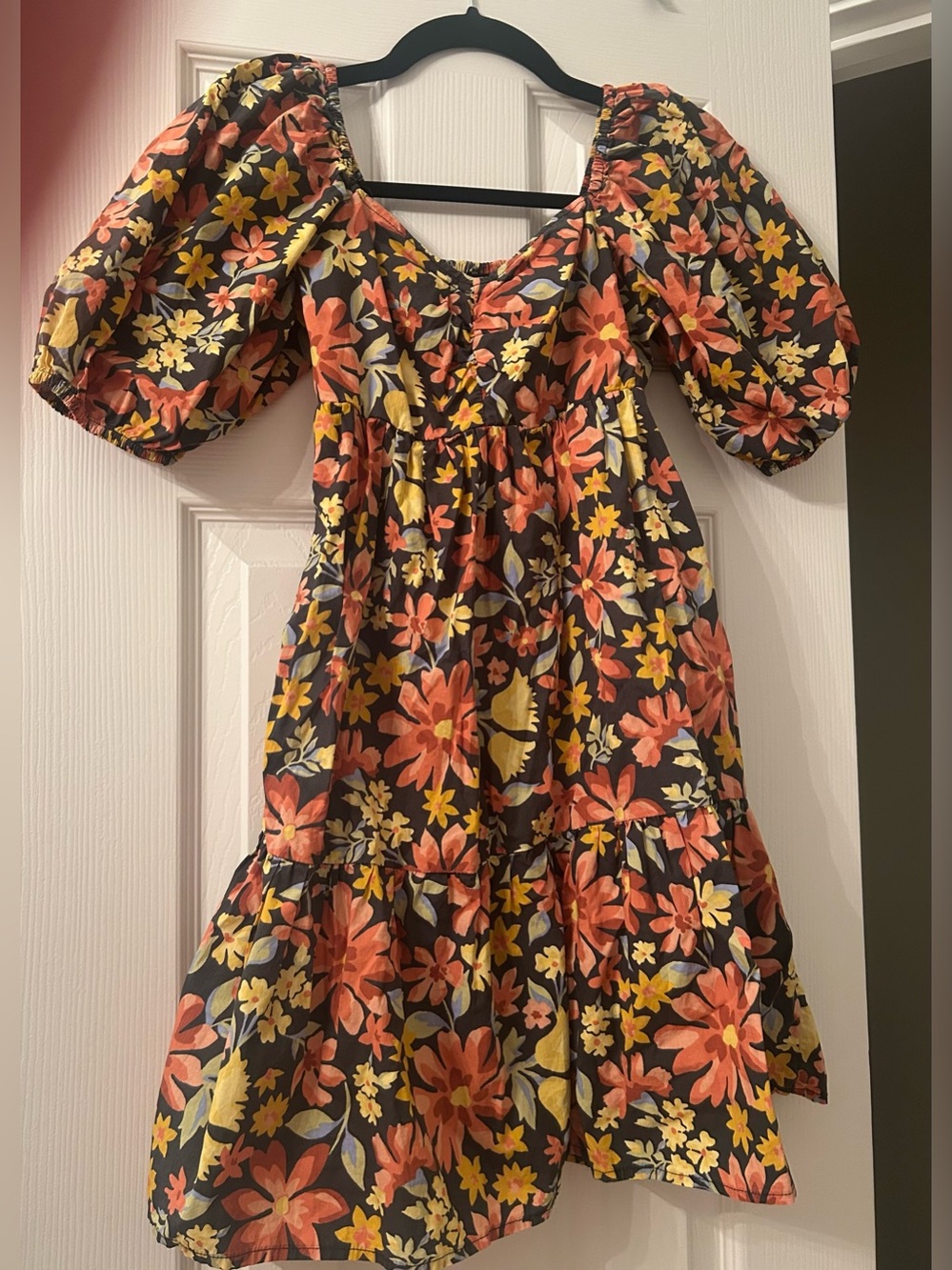 Billabong Be Mine Floral Puff Sleeve Babydoll Mini Dress XS
